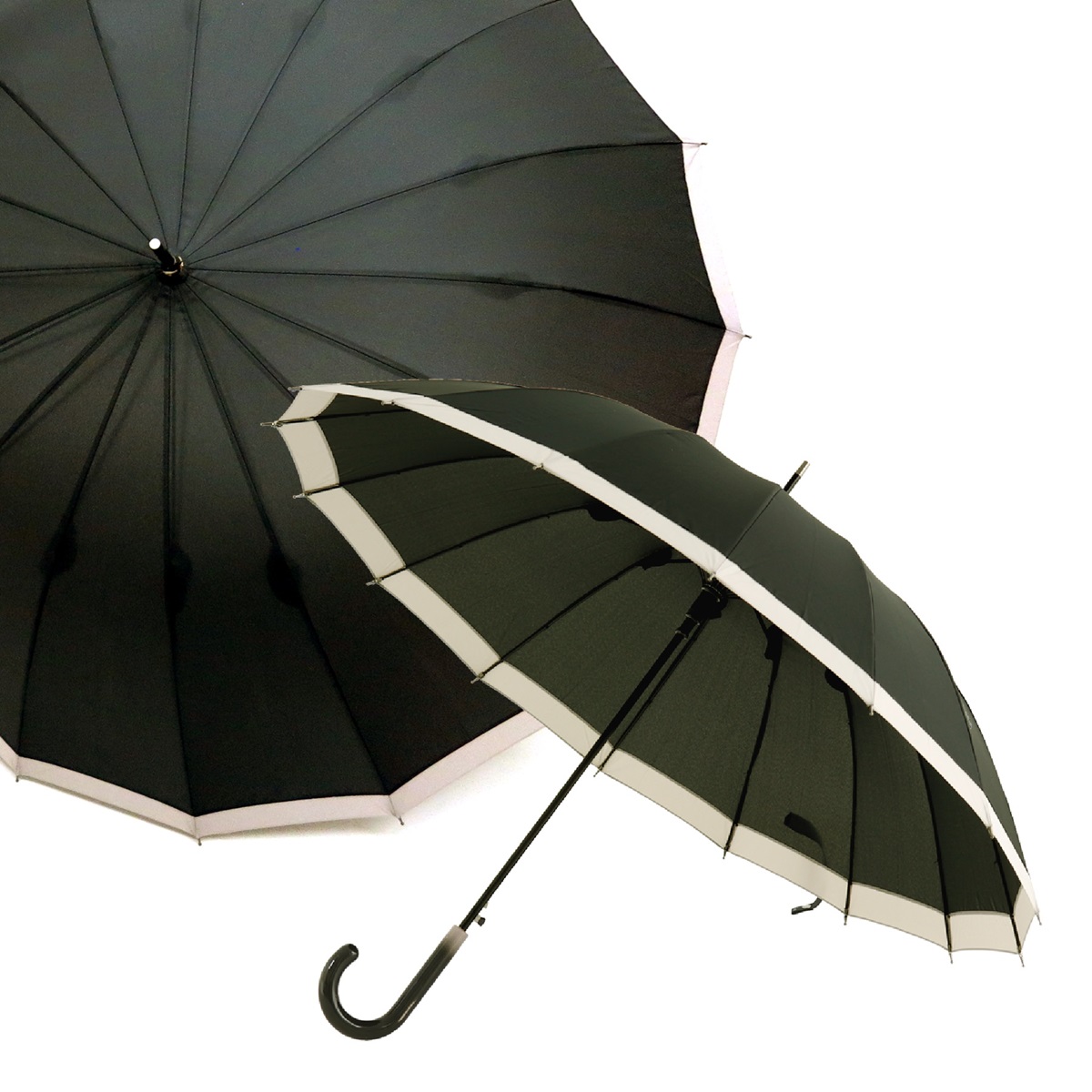 M233　紀州漆器アンブレラ『グラデ黒』１６本骨傘カバー付　ギフト箱入