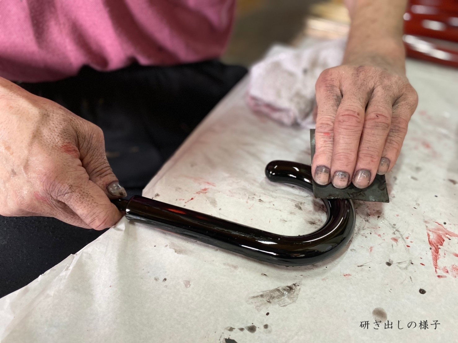 M350　紀州漆器夫婦傘『根来曙ペア』１６本骨傘　カバー付　ギフト箱入