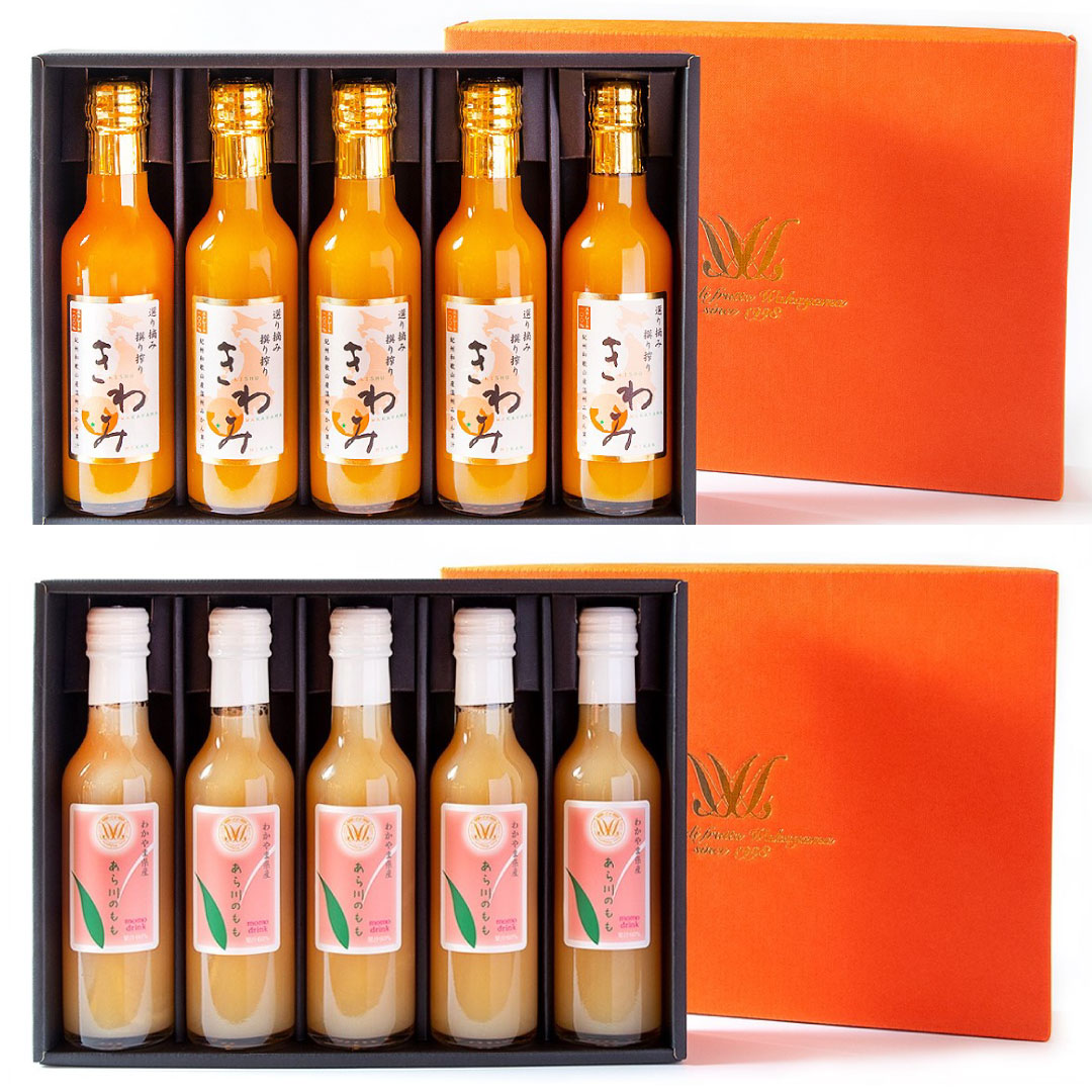 M284　きわみみかんジュースとあら川の桃ドリンク　２００ｍｌ×各５本