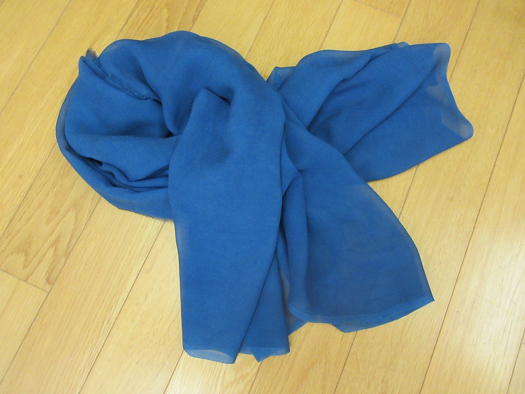 M472　藍染スカーフ　絹・ジョーゼット