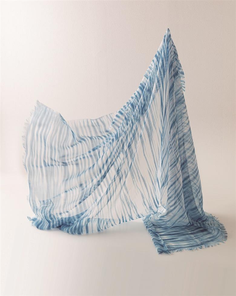 M475　藍染スカーフ　オーガニックコットンむらくも