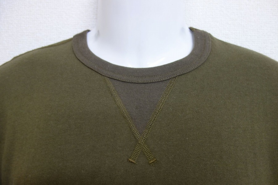 和歌山吊り天竺フラットシーマVガゼットTシャツ／カーキ【男女兼用】＜Mサイズ＞