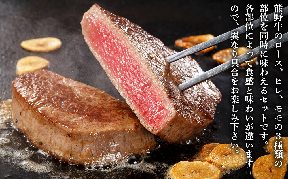 熊野牛 ステーキ懐石 3種盛り【MT19】