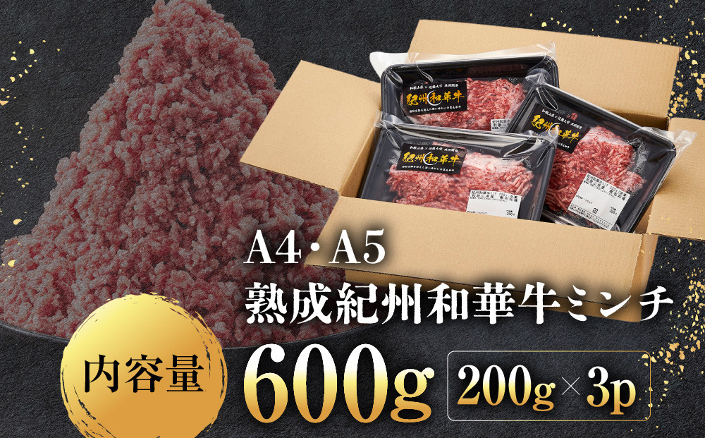 ［A4・A5］熟成紀州和華牛ミンチ 600g（200g×3P）