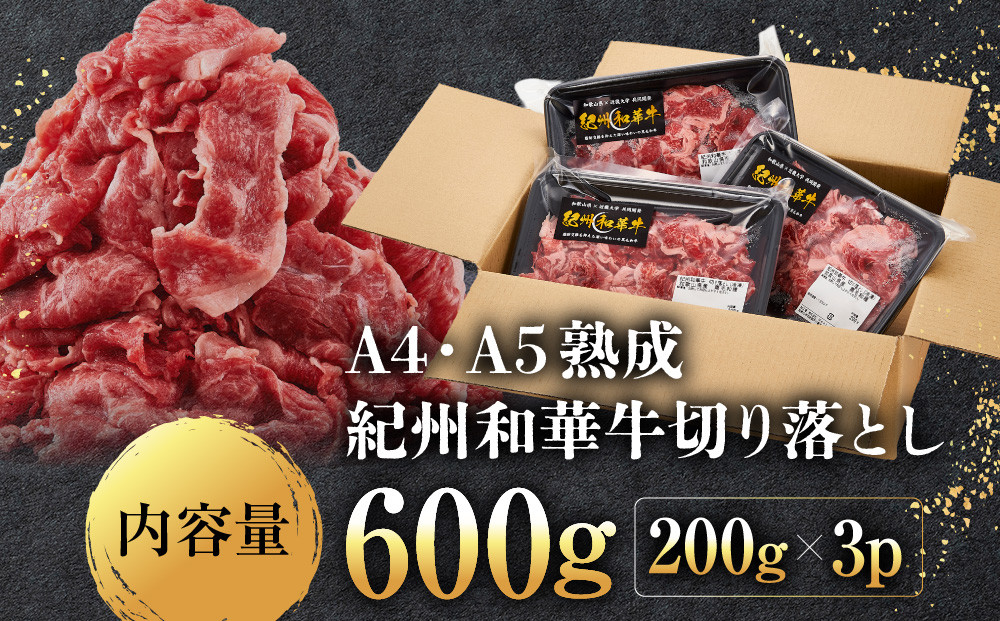 ［A4・A5］熟成紀州和華牛 切り落とし 600g（200g×3P）