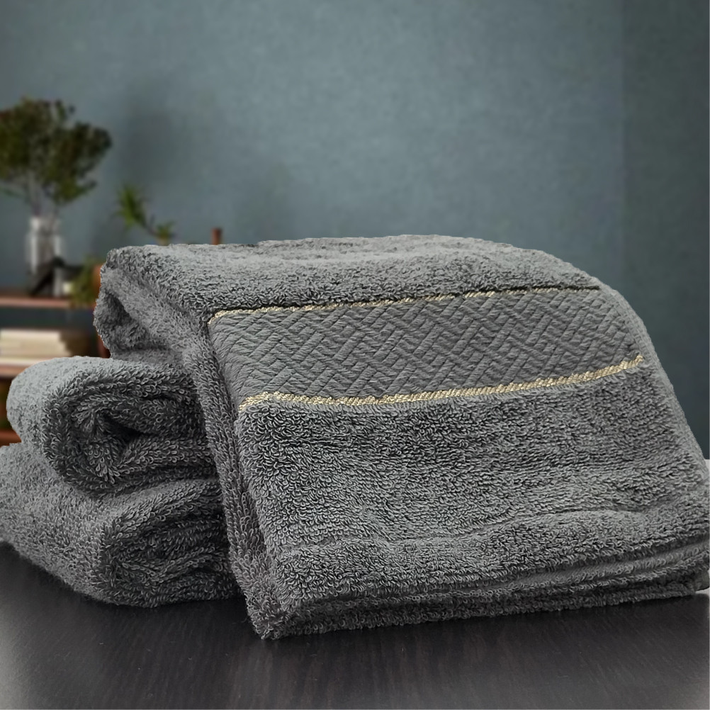 【フェイス3枚組】スーピマ綿フェイスタオル 34×80cm クレF3-GY