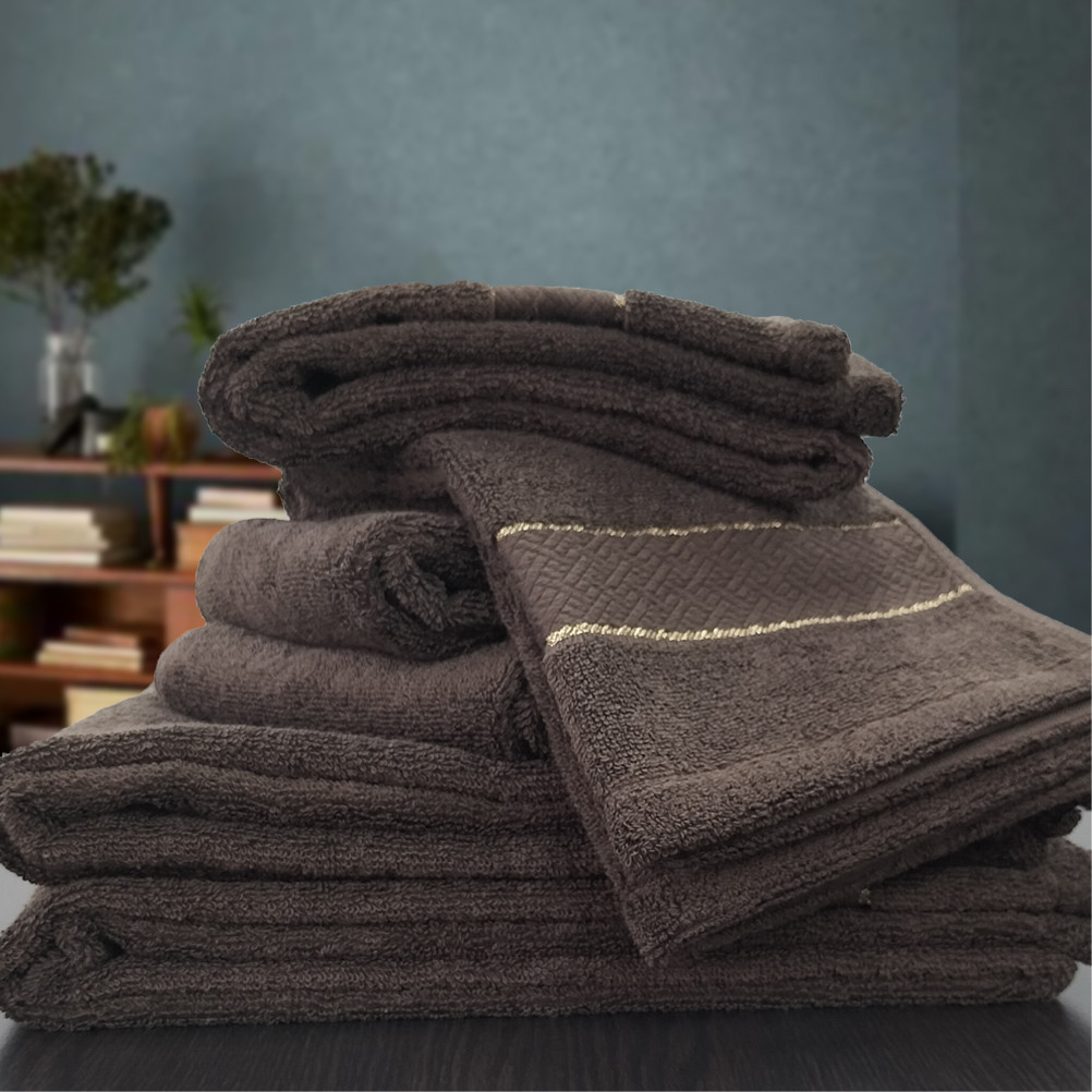 【フェイス4枚・バス2枚セット】スーピマ綿タオルセット クレF4B2BR