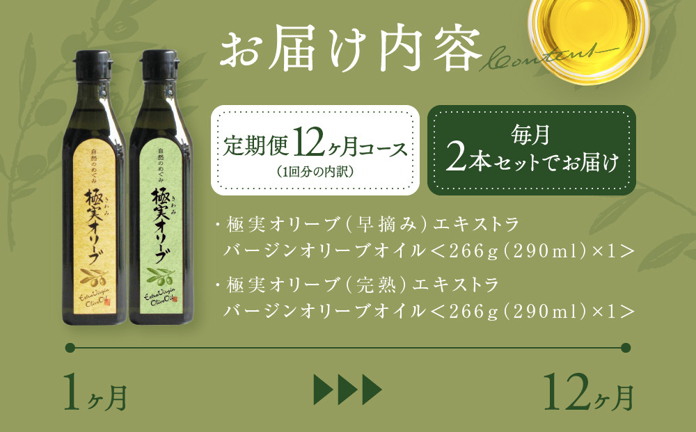 【定期便12ヶ月コース】こだわりのエキストラバージンオリーブオイルセット【SM3-3】