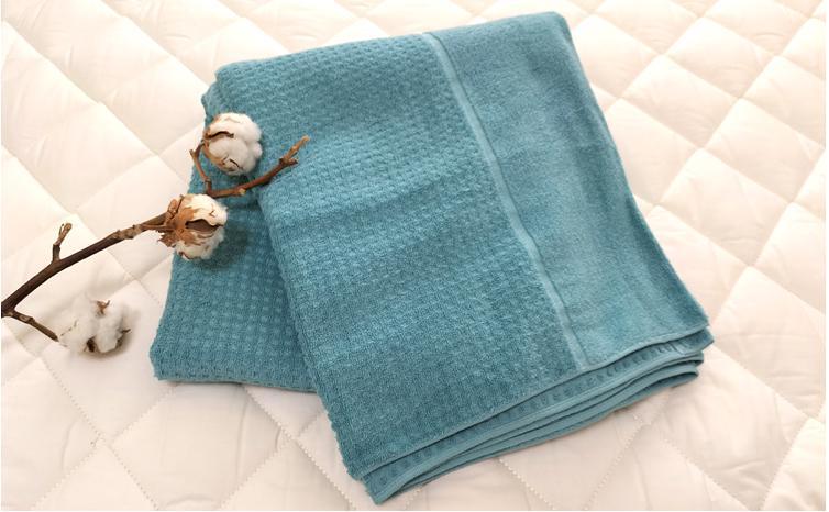 オーガニックコットン　タオルケット　Sサイズ（145×190cm）ターコイズ  OH-5774-TA