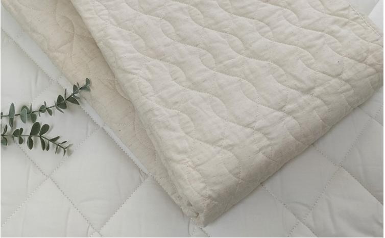 リネンコットンガーゼ敷パッド　セミダブルサイズ（120×205cm）アイボリー　PK-1507SD