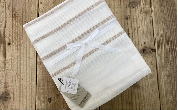 オーガニックコットン　タオルシーツ　シングルサイズ（145×230cm）ボーダー　ブラウン  SNS-13-BR