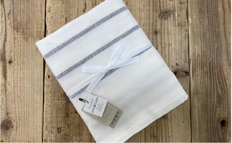 オーガニックコットン　タオルシーツ　シングルサイズ（145×230cm）ボーダー　グレー  SNS-13-GY