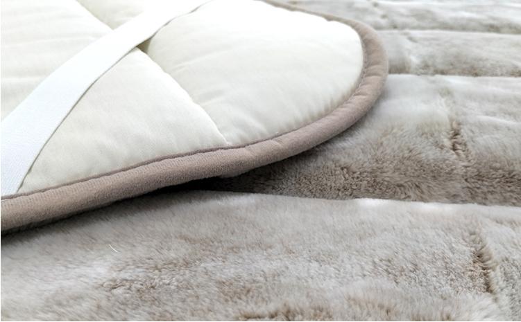 備長炭混わた入り　フェイクファー敷パッド　シングルサイズ（100×205cm）ベージュ BFP-10S-BE