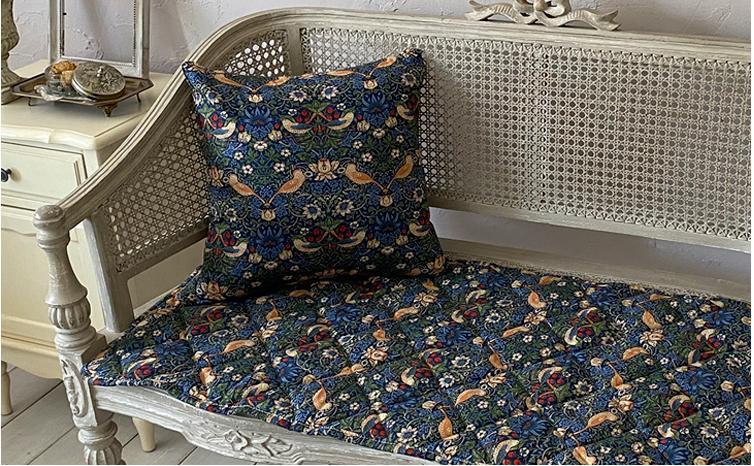 【ソファーパッド2.5人掛用50×125】ベストオブモリス いちご泥棒ネイビー MR-5012I-NB