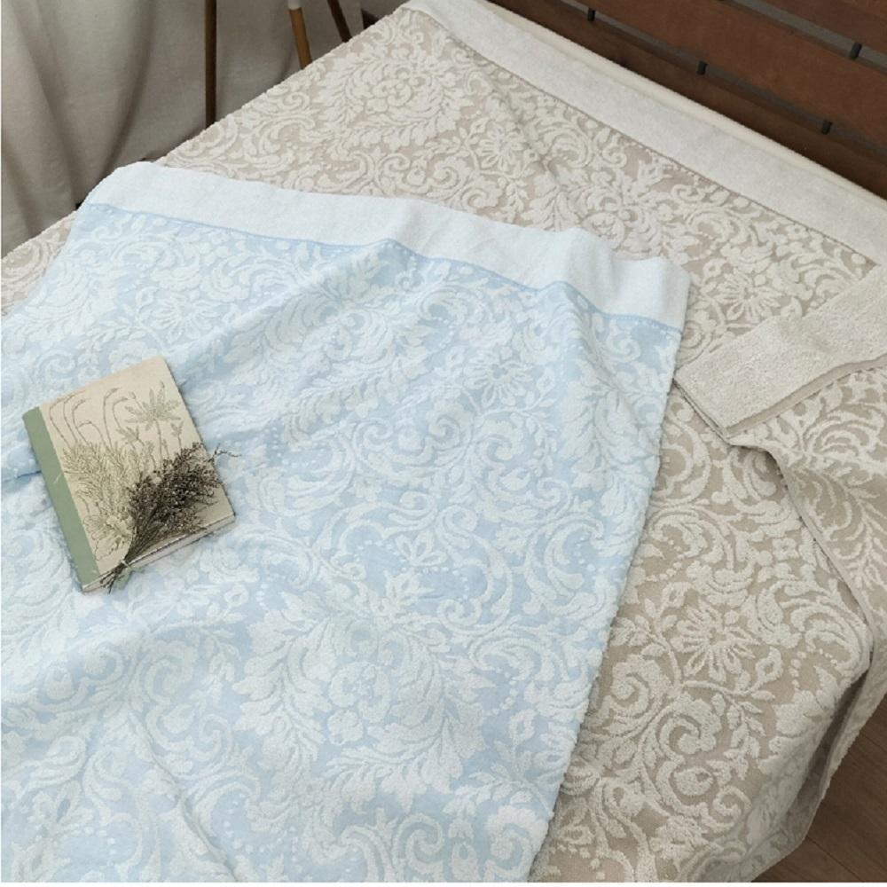 【 ブルー 】 高級ジャガード織りタオルケット シングルサイズ（140×190cm） SNT-10T-BL