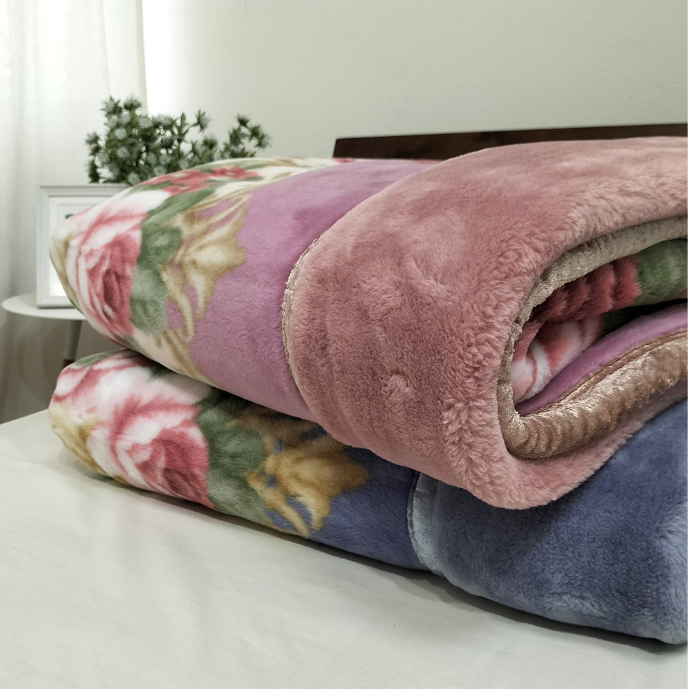 シングルサイズ】吸湿発熱ふんわりアクリル2枚合わせ毛布 ブルー