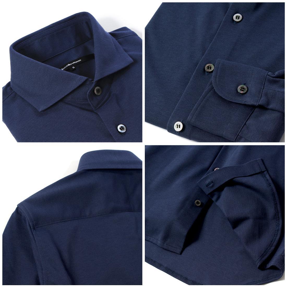 DJS-002 decollouomo メンズドレスシャツ長袖（生地／コンコルド）ネイビー／Sサイズ