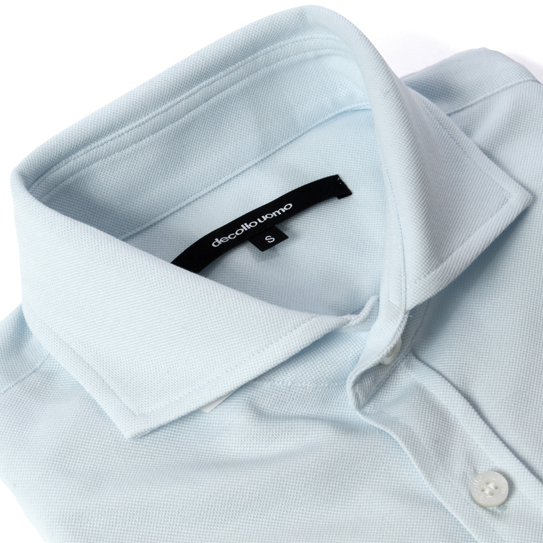 DJS-003 decollouomo メンズパイロットシャツ半袖（生地／コンコルド）サックスブルー／Sサイズ