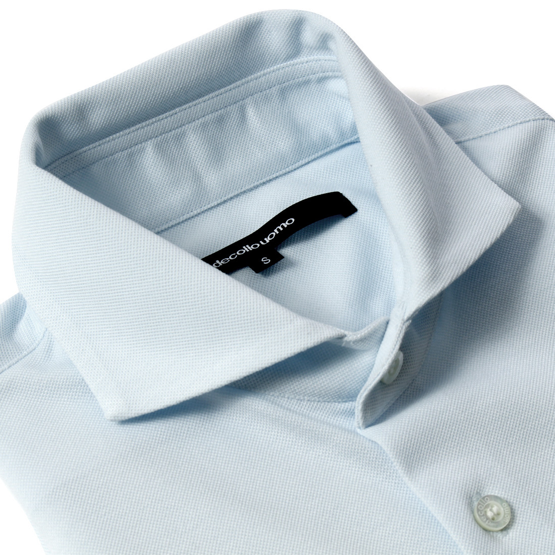 DJS-004 decollouomo メンズドレスシャツ半袖（生地／コンコルド）サックスブルー／Sサイズ