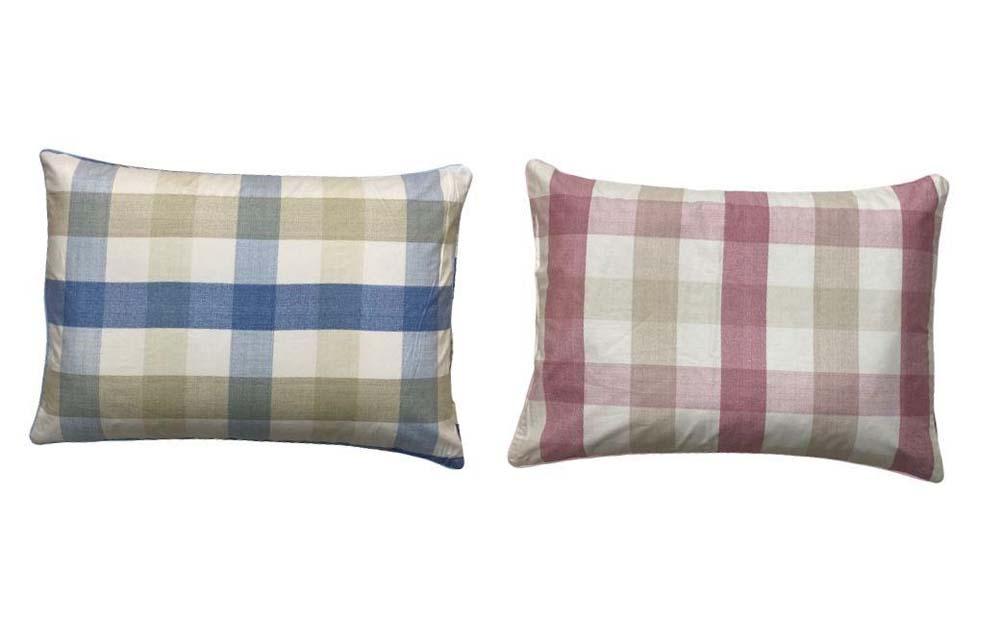 《パイプ枕 カバー2枚付 35x50cm チェック ブルー》パイプ枕マドラスBL
