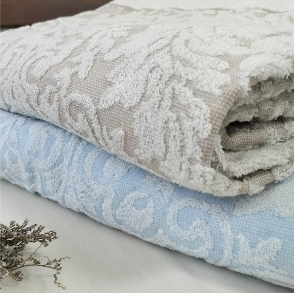 【 ブルー 】 高級ジャガード織りタオルケット シングルサイズ（140×190cm） SNT-10T-BL