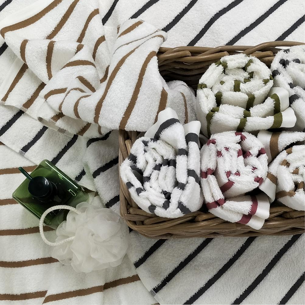 【フェイス4枚・バス2枚組】オーガニックコットンタオルセット しまふわGY-F4B2