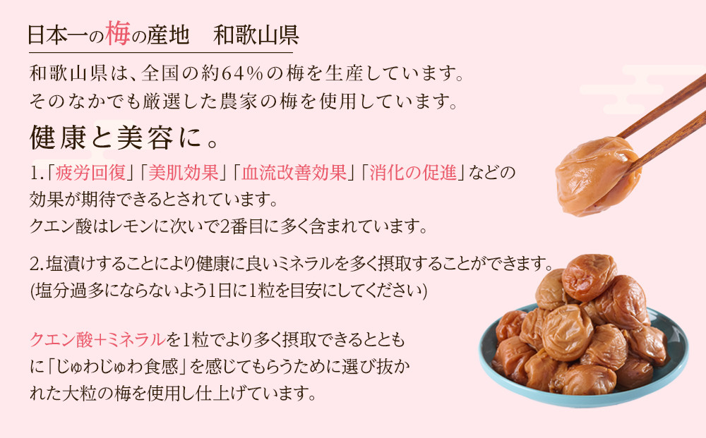 無選別 和歌山の完熟南高梅 味が染み込んだ梅干し はちみつ味 500g 塩分10％