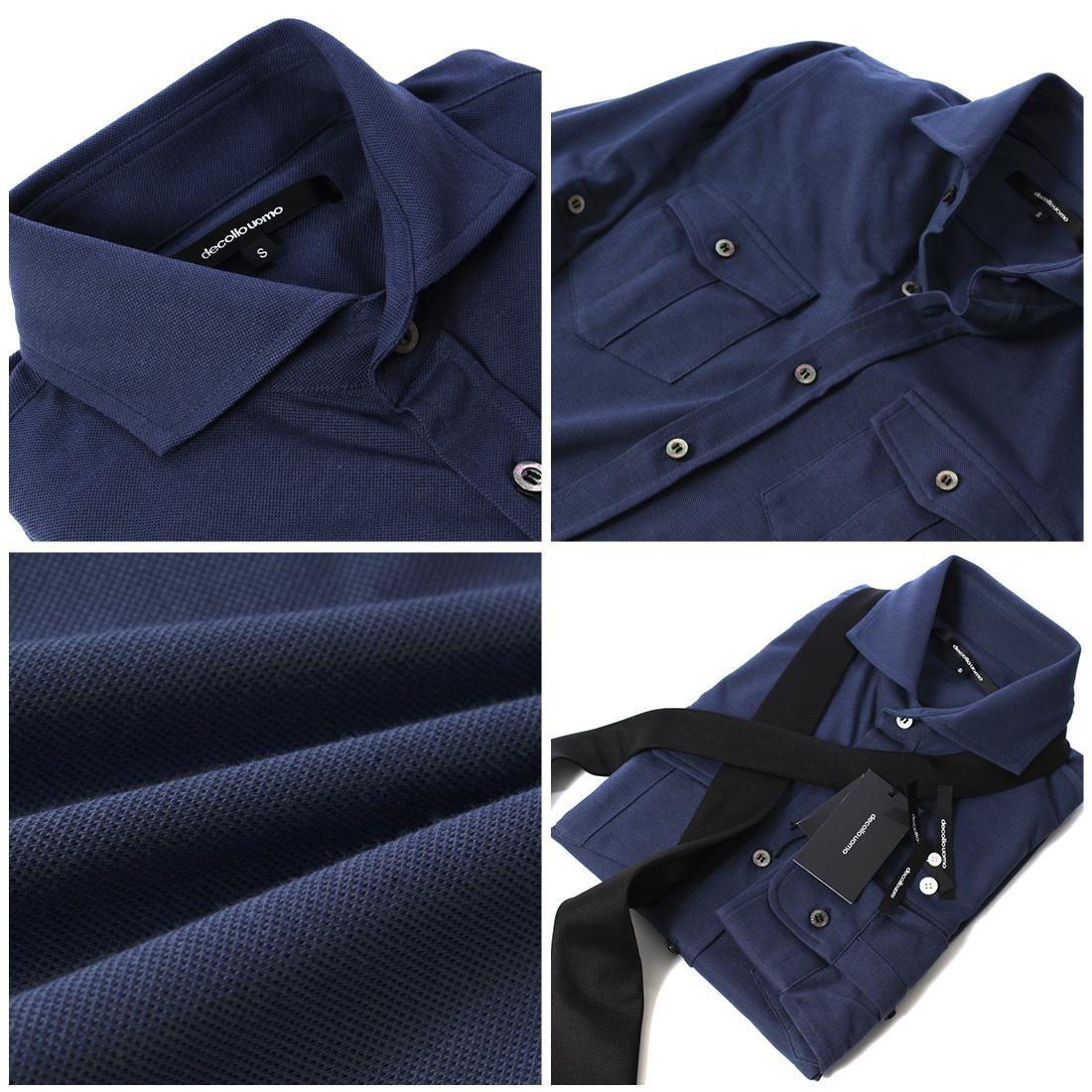 DJS-001 decollouomo メンズパイロットシャツ長袖（生地／コンコルド）ネイビー／XLサイズ