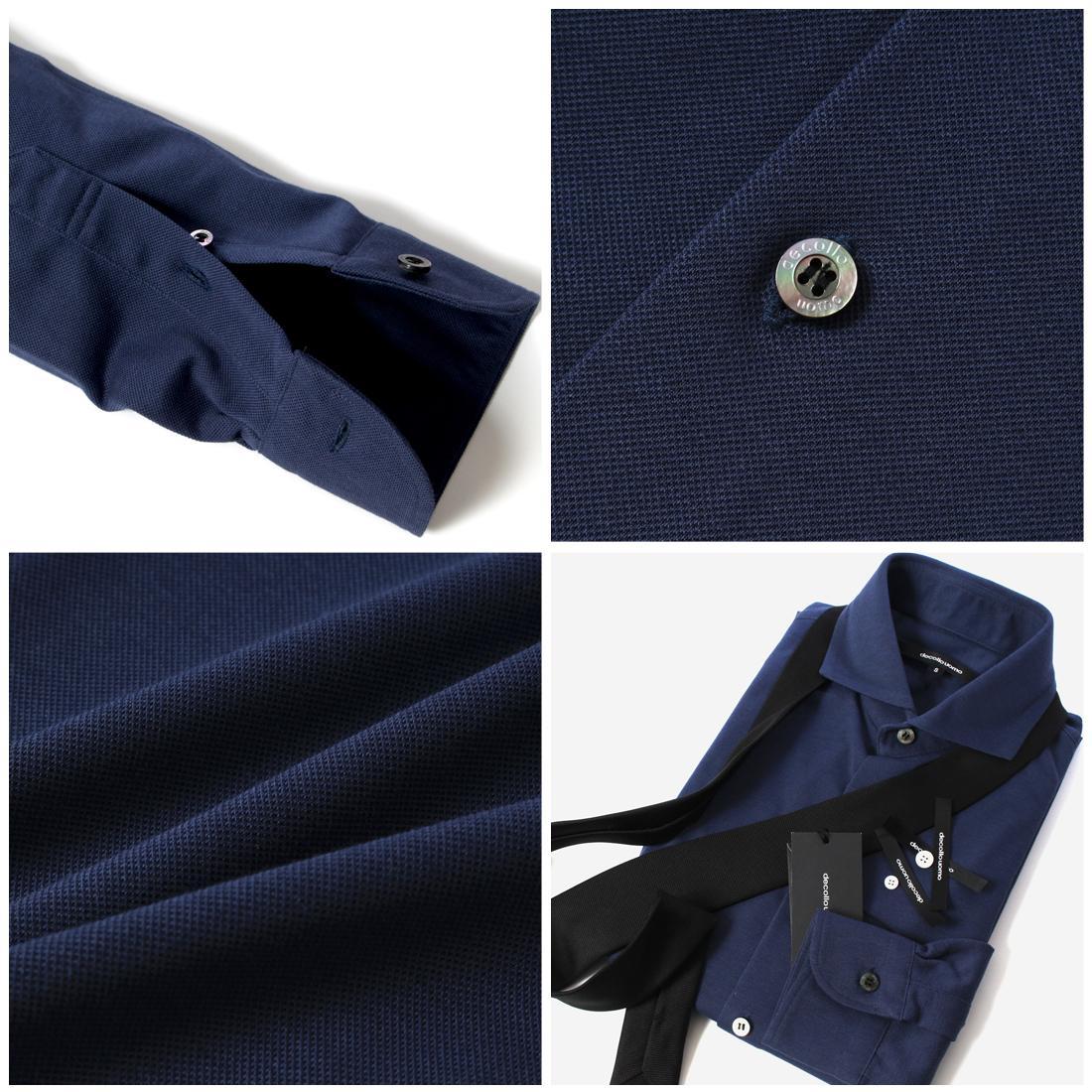 DJS-002 decollouomo メンズドレスシャツ長袖（生地／コンコルド）ネイビー／XLサイズ