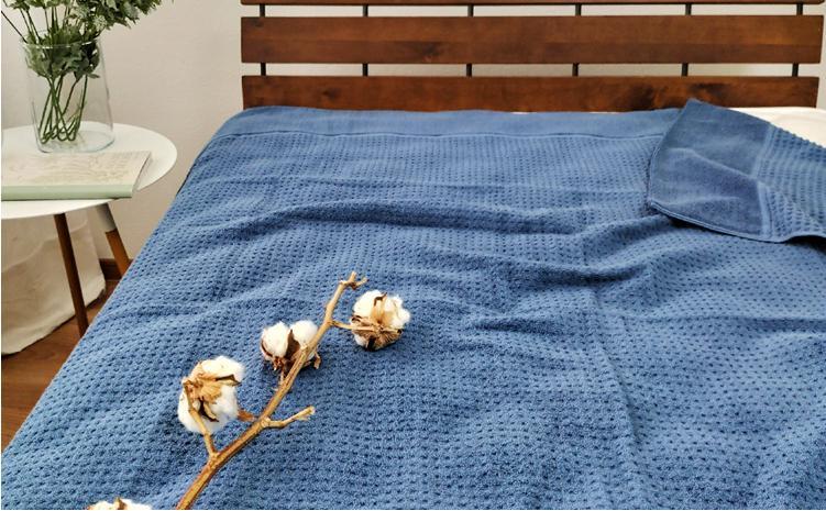 オーガニックコットン　タオルケット　Sサイズ（145×190cm）ネイビー  OH-5774-NB