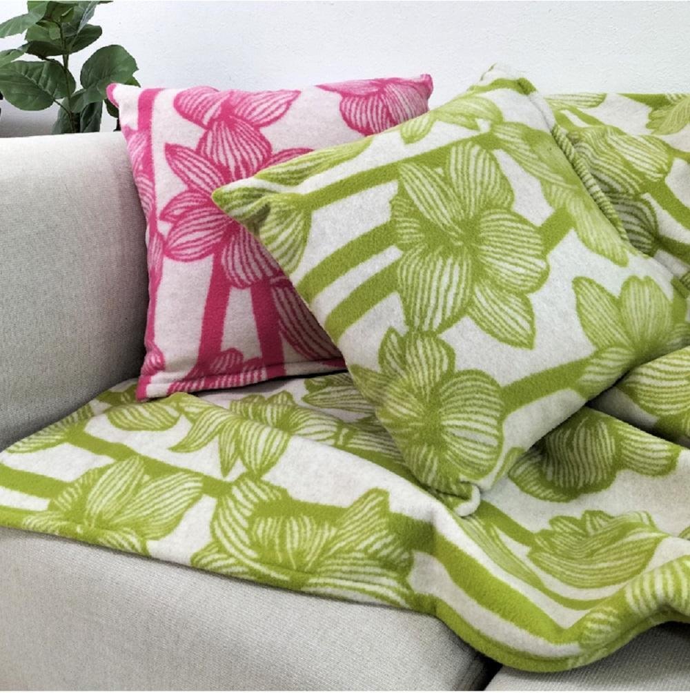 【 グリーン 】 やわらかラムウール混 北欧調クッション 45×45cm （ SH-35924-GR）