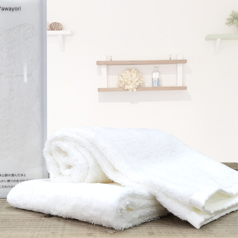 【フェイス3枚組】『贈り物に』ボックス入りオーガニックコットンタオル（33×100cm）やわよりF3-WH