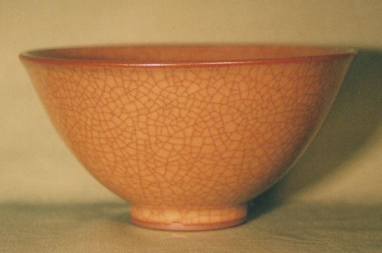 瑞芝焼-旧紀州藩徳川家御用窯米色青瓷茶碗-