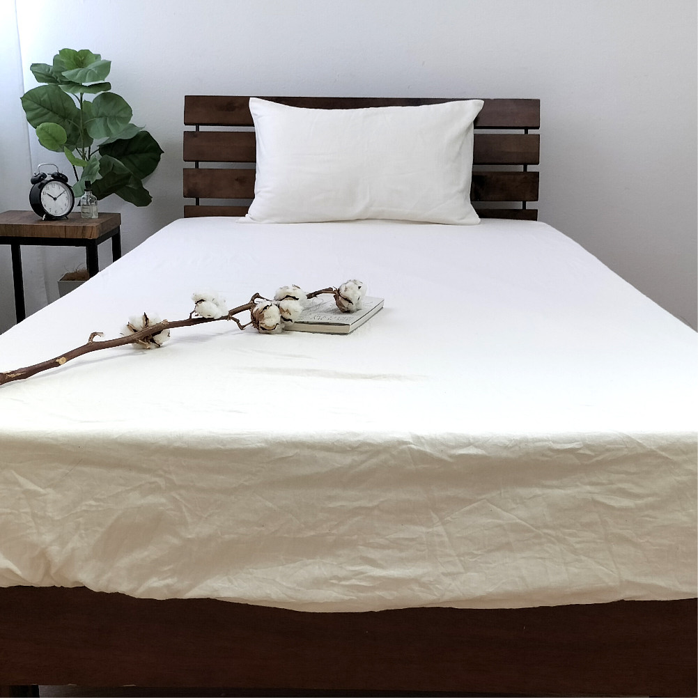 無漂白２重ガーゼボックスシーツ ダブル（140×200×30cm）キナリ KIGBX-W