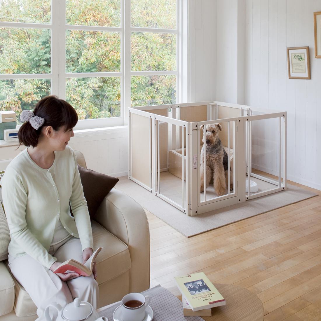 ペット用木製サークル『ペットサークル F 80 XL アクリル（ホワイト色）』【KR12】