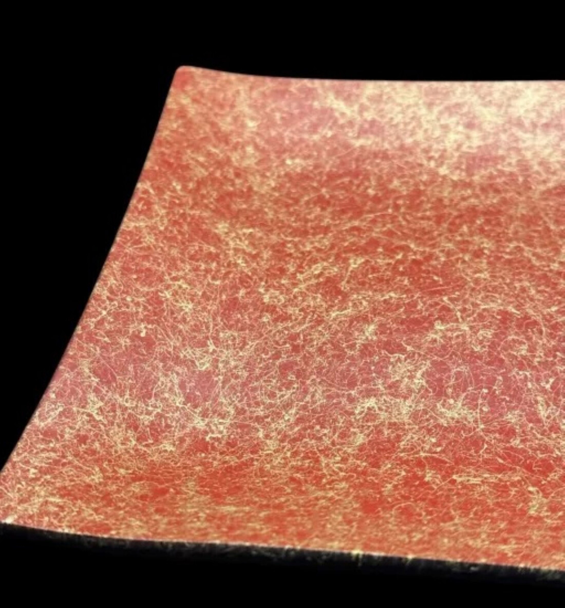 波スクエアプレート L 乱糸(マット仕上げ)本朱