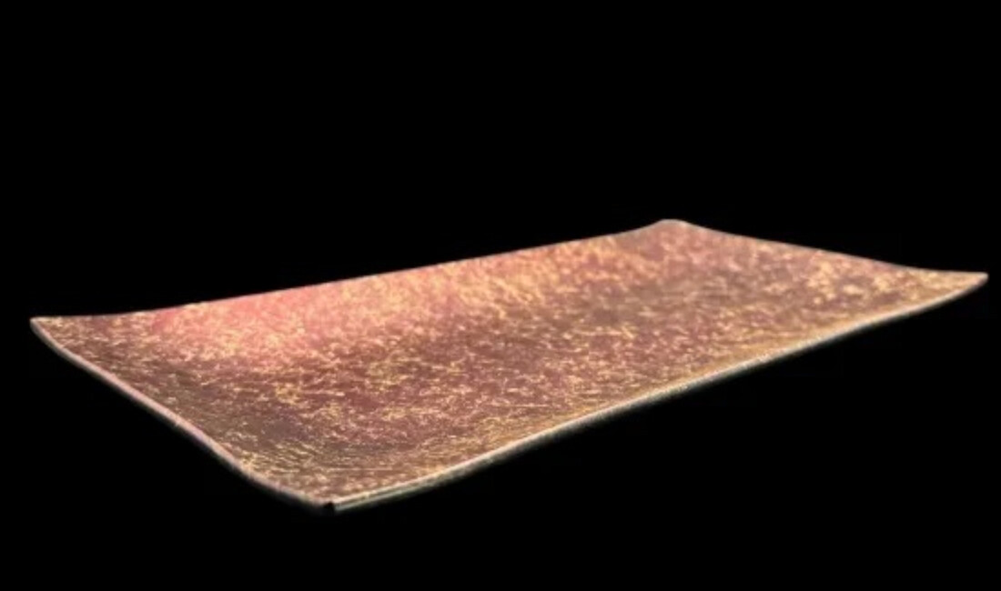 波レクタングルプレート 乱糸(マット仕上げ)赤溜