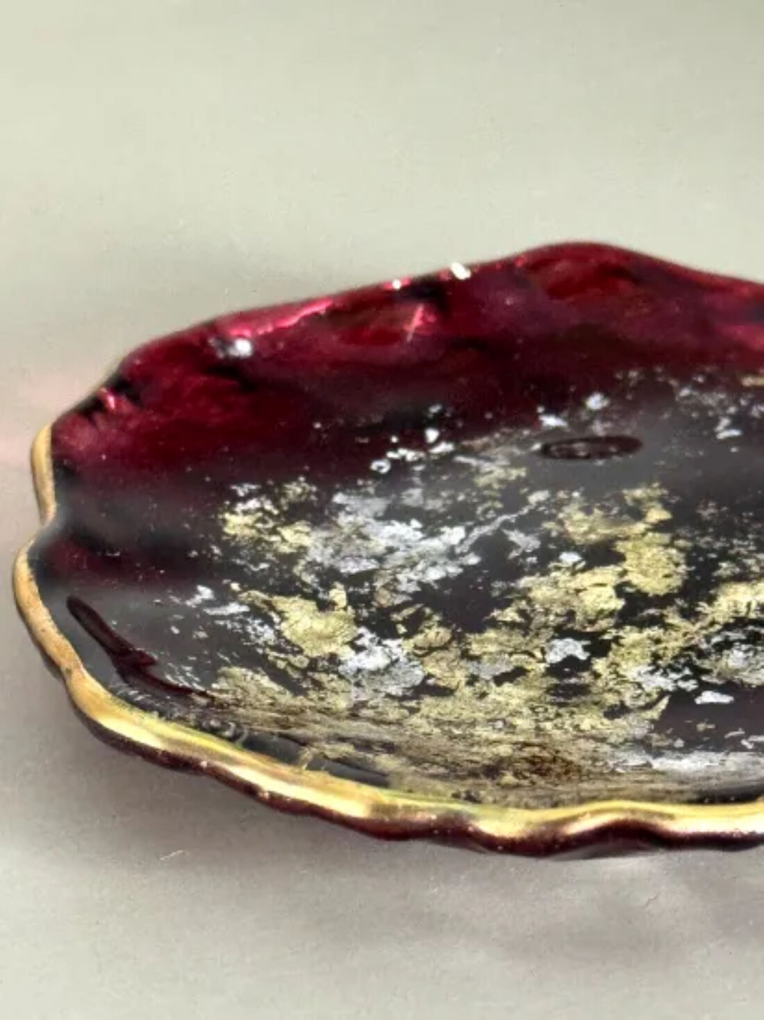 豆皿 口金ロック 古代金箔赤溜 ［NF170］