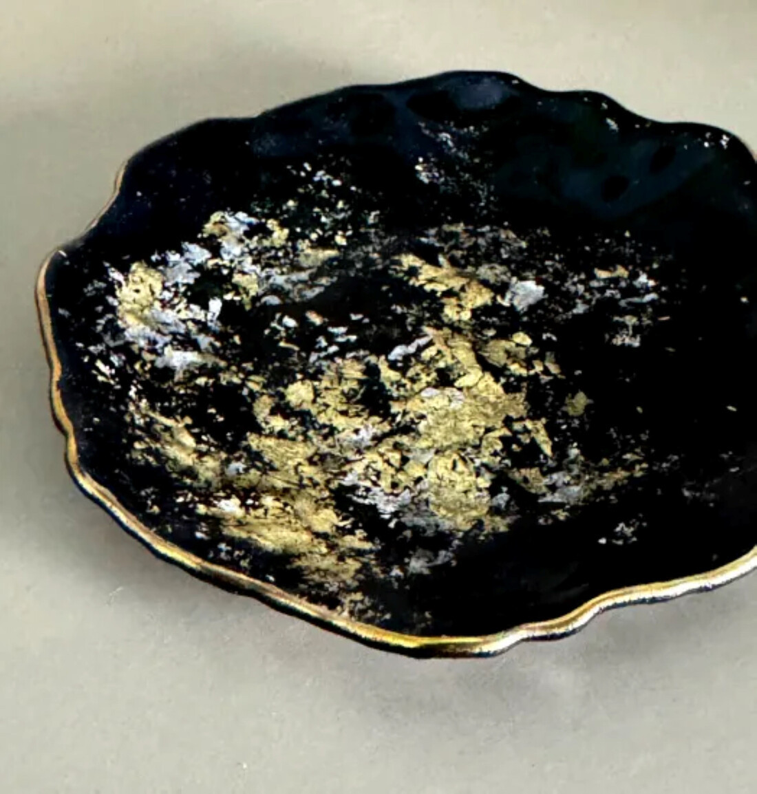 豆皿 口金ロック 古代金箔漆黒 ［NF172］