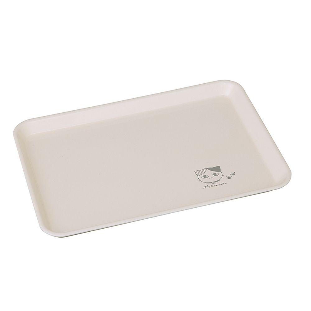 ［電子レンジ・食洗器可］ すべりにくい トレー トレイ すべらない みけねこ 38cm ピーチホワイト 抗菌 お盆 長手盆 猫 tray