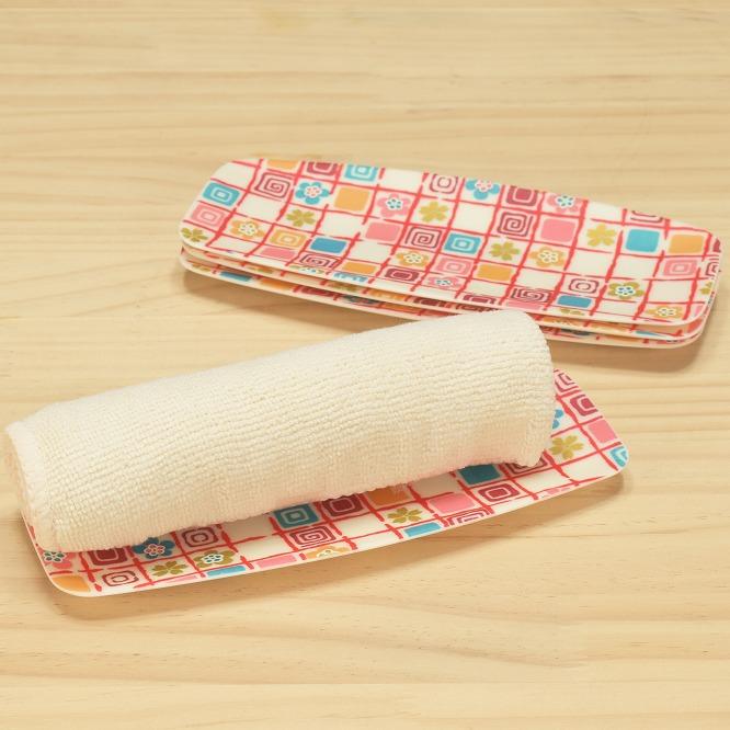 友禅和紙おしぼりトレー 5枚セット 梅桜 格子 タツクラフト 【Tk33】