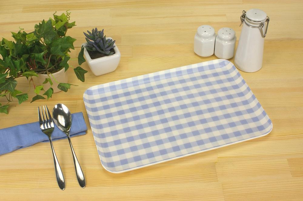 【ブルー×イエロー2枚組】ST ランチョン トレー M 33cm ミルキー チェック タツクラフト 【Tk79】