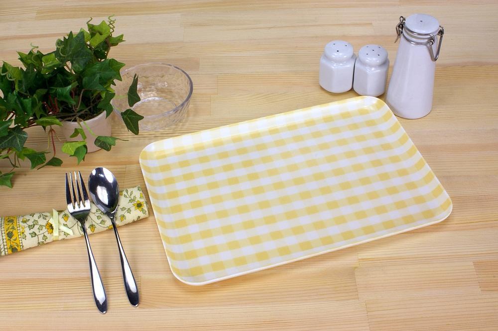 【イエロー×グリーン2枚組】SRトレー M 33cm ミルキーチェック タツクラフト 【Tk183】