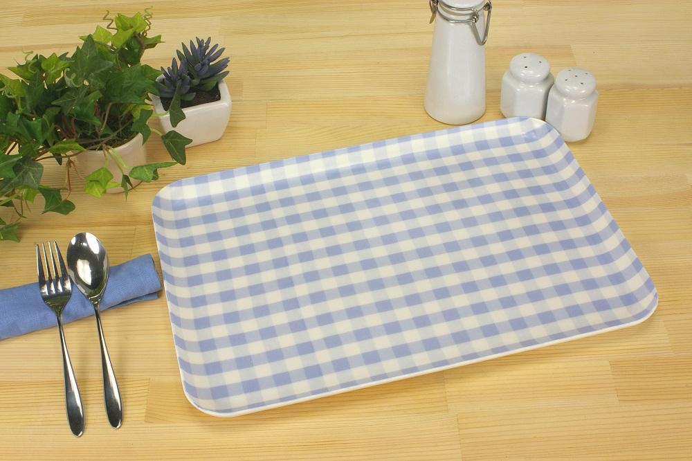 【ブルー×グリーン2枚組】 SR トレー L 39cm ミルキーチェック タツクラフト 【Tk214】