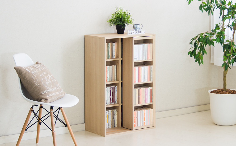 スライド本棚 W575 ナチュラルオーク aku100688504