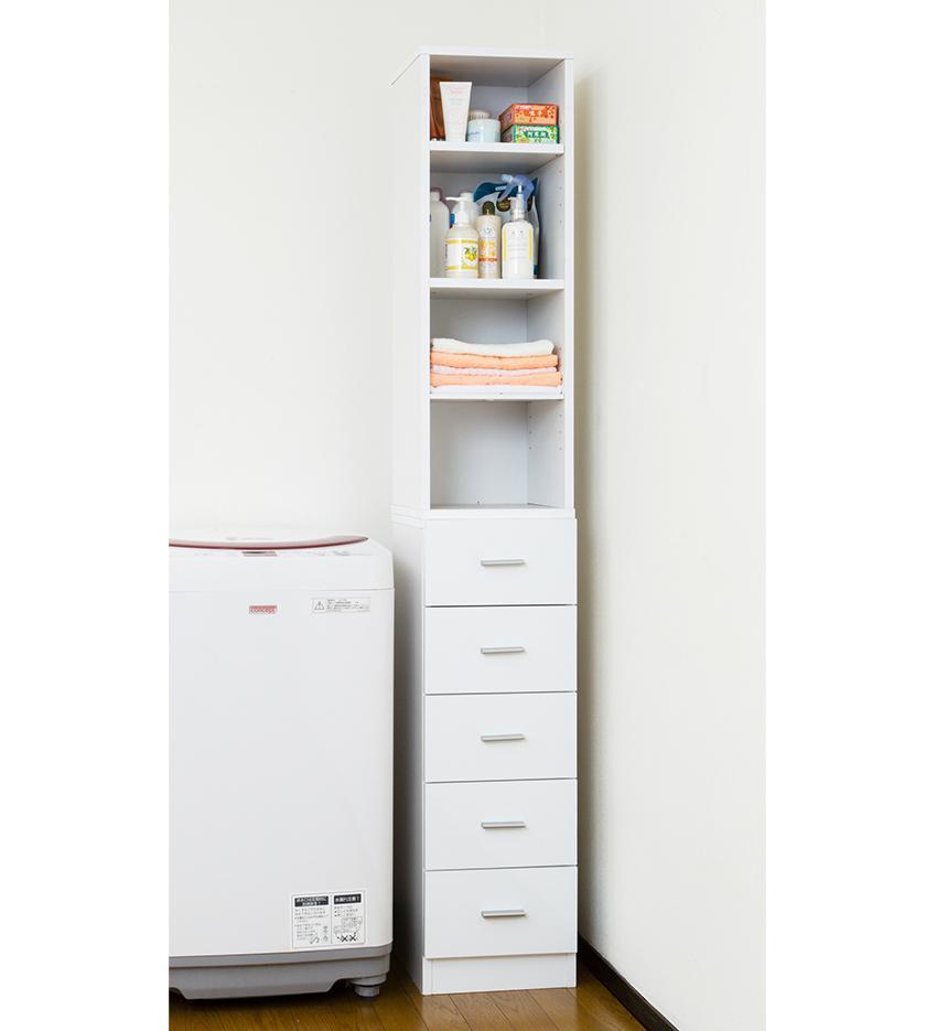 鏡面すきま収納タオルストッカー W30 ホワイト AKU1003482