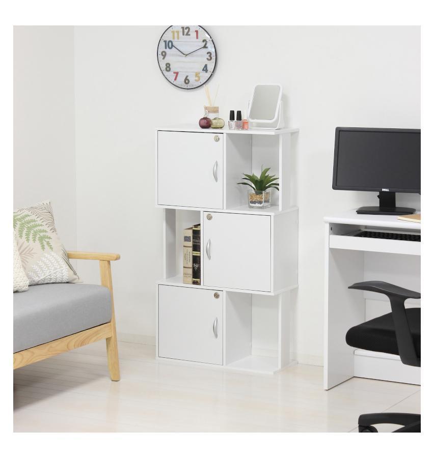 ラック 鍵付き 3段 ホワイト AKU101338301