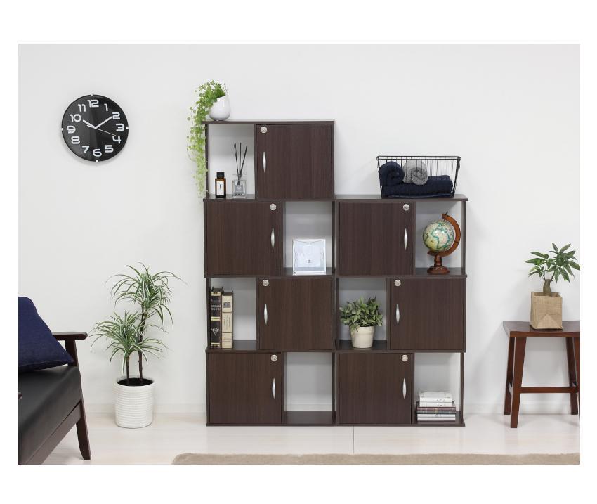 ラック 鍵付き 4段 ブラウン AKU101338402