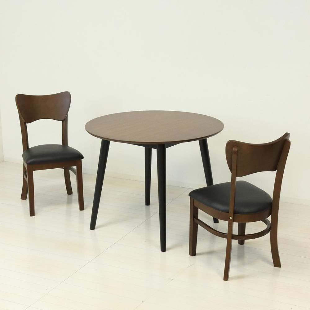 【3点セット】フェブラ ダイニングテーブル 90 ＋ チェア 2脚 ブラウン AKU102214701
