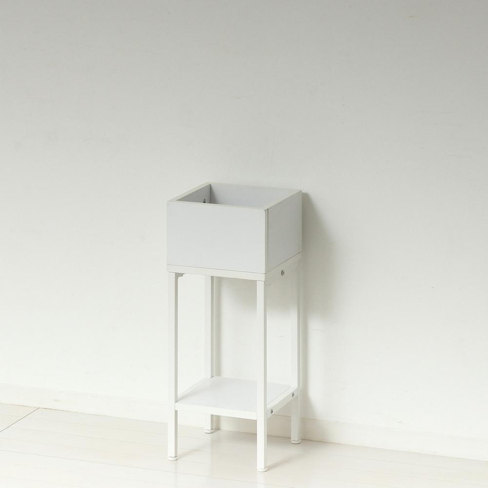 プランタースタンド棚付 ロータイプ 約W22×D22×H55cm 白木目 小物スタンド AKU1044057